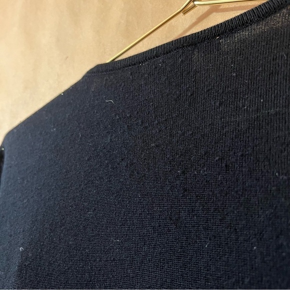 Tory Burch | Merino Wool Ruffle Trim Cardigan Sweater Open Front Black Size S - Picture 12 of 16